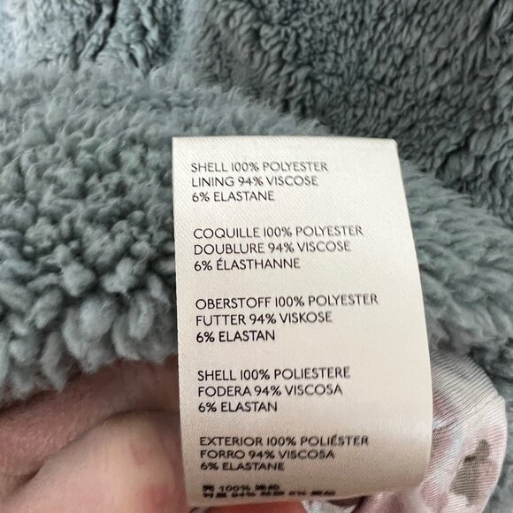 Free People Long Sherpa Coat Teddy Blue Floral Lined XS - Picture 4 of 6